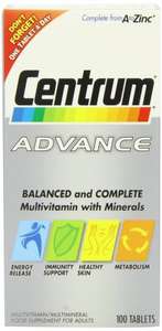 Centrum Advance Multivitamin and Multiminerals 100 Tablets (4 for 3) £10.50 prime / £14.49 non prime @ Amazon