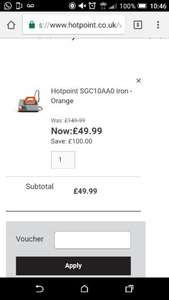 Hotpoint HD Line SGC10AA0 Steam Generator Iron £49.99 delivered @ Hotpoint (2 Year warranty)