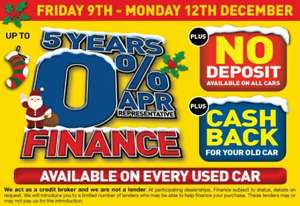 On All Used cars for 4days only, 0% Deposit, 0% APR