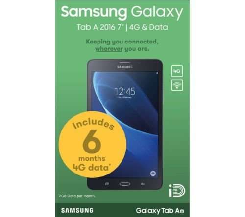 SAMSUNG Galaxy Tab A 2016 7" 4G Tablet with 6 Months iD Data Included 8GB Black £119.99 @ Currys / Ebay