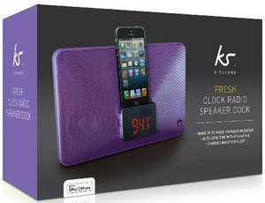 KitSound Fresh Alarm Clock Radio Docking Station with Lightning Connector for iPhone, iPod Nano and iPod Touch - Purple £37.99 @ Amazon
