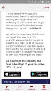 50% off tp express bookings for existing customers