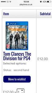 Tom Clancy the division ps4 at Playtime for £12 (used)