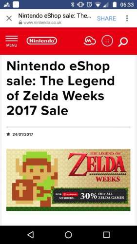 Nintendo Eshop Zelda 30% off sale