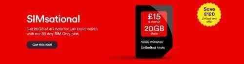 Virgin Mobile - 5000 Minutes / Unlimited Texts / 20GB Data / 30 day contract £15 ****ENDING 24 FEBRUARY 2017****
