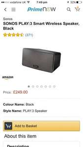 SONOS PLAY:3 Smart Wireless Speaker w/ Prime Now for £249.99