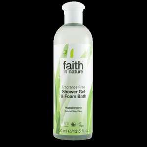 faith in nature fragrance free shower gel & foam bath 400ml 49p / £2.48 delivered rrp - £5.60 @ GNC BACK IN STOCK