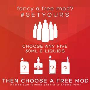 Buy 5 30ml bottles of eliquid get a free mod £49.99 @ Vampire vapes