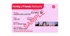 One Year Family & Friends Railcard or 16-25 Railcard now £25 (saving £5) with code + Possible 5% cashback