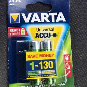Varta 2100mAh rechargeable battery's 2 packs for £4.00 - 4 batteries Lidl (Market Drayton)