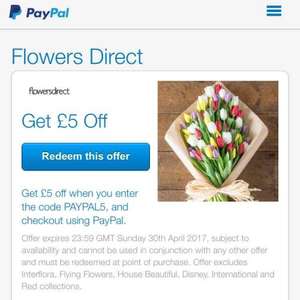 £5 off at FlowersDirect with PayPal