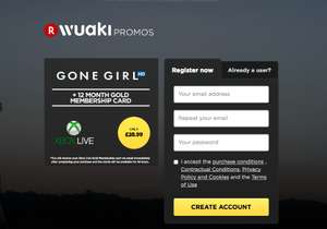 12 Month's Xbox Live Gold (& Gone Girl HD Rental) - £28.99 - Wuaki
