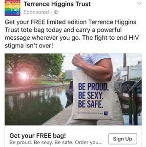 Free Terrence Higgins Trust tote Bag