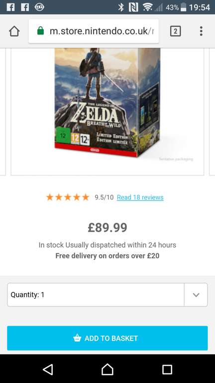 The Legend of Zelda: Breath of the Wild (Limited Edition) (Nintendo Switch) at Nintendo Store for £89.99