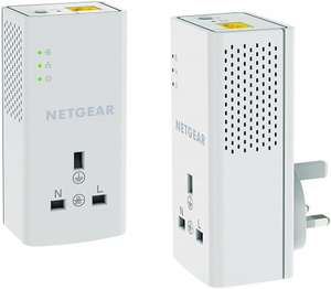 NETGEAR PLP1200-100UKS 1200 Mbps Powerline Ethernet Adapter Homeplug, Pass Through/Extra Outlet (1 Gigabit Ethernet Port) - Twin Pack £44.99 @ Amazon
