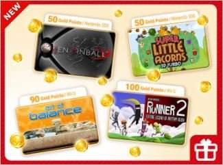 Exchange Nintendo Gold Coins for select games - Zen Pinball 3DS (50), Super Little Acorns 3D Turbo 3DS (50), Art of Balance Wii U (90), Bit. Trip - Runner 2 (100)