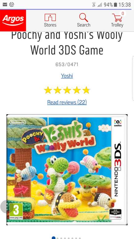 Poochy and Yoshi's Wooly World 3DS Game - £23.99 @ Argos