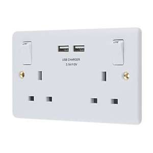 LAP 13A 2G SP SWITCHED SOCKET + 3.1A 2G USB CHARGER WHITE £7.50 each  (Multi buy discount)   Screwfix