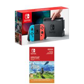 Nintendo Switch Neon Red / Blue or Grey + The Legend of Zelda - Breath of the Wild Download £309.99 @ Game