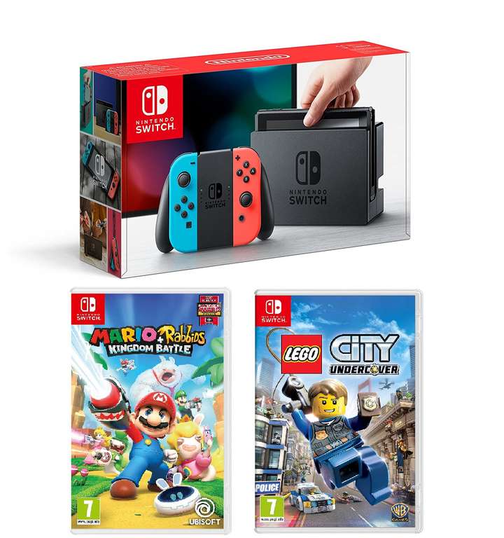 Nintendo Switch console Neon / Blue + Mario Rabbids Kingdom Battle + Lego City Undercover​ £299.99 @ Tesco Direct (Possibly In-Store as well)