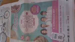 1000 Free ticket give away for The Cake and Bake show at Eventcity, Manchester 9-12th Nov 17 ( also includes free entry to ideal home show).