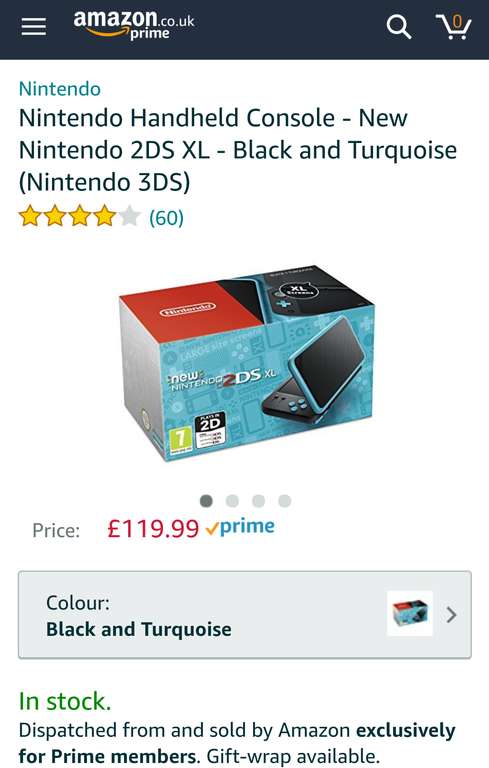 Nintendo 2DS XL (Blue or Orange) £119.99 @ Amazon - Prime Exclusive