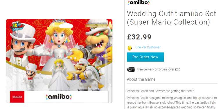 amiibo mario odyssey wedding outfit three pack £32.99 Nintendo Store