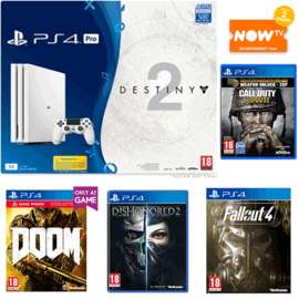 Glacier White PS4 Pro 1TB Destiny 2 Bundle with Doom + Dishonored 2 + Fallout 4 and NOW TV 2 Month Entertainment - £389.99 @ GAME