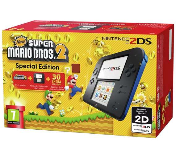 Nintendo 2DS Console Bundle with Super Mario Bros 2 OR Mario Kart OR Tomodachi Life + Choice of 1 of 8 games - £79.99 @ Argos