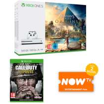Xbox One S 500GB with Assassins Creed Origins + COD WWII + 2 Months Now TV Ent Pass £199.99 / Xbox one S + AssCreed Origins + COD WWII + Extra Controller + Now TV pass £229.99 / Xbox One S 1TB w/ AssCreed + COD WW2 + R6 + Now TV Pass  £229.99 @ Game