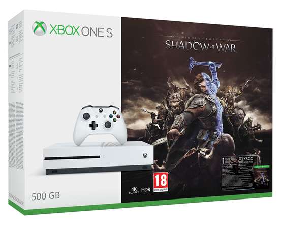 Xbox One S 500GB Shadow of War Bundle (or Rocket League Bundle or Forza Horizon 3 & Hot Wheels Bundle) + Dishonored 2 + Doom + Fallout 4 + Call of Duty: WWII or Fifa 18 or Destiny 2 £199.85 @ ShopTo