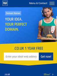 .co.uk 1 Year Free Domain @ 1&1 Internet