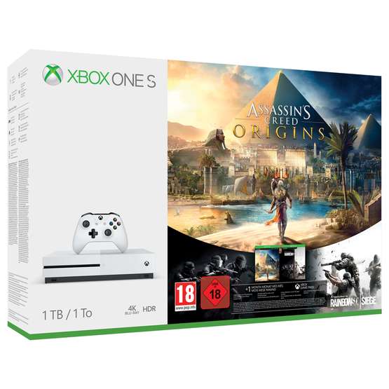 Xbox One S 1TB Assassins Creed Origins Bonus Bundle + Dishonored 2 + Doom + Fallout 4 + FIFA 18 + Forza Motorsport 7 + Wolfenstein II: The New Colossus + Rainbow Six Siege £259.55 @ ShopTo