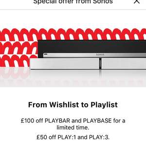 Save up to £100 - Play:1, Play:3, Playbase, Playbar, 5.1 Surround Sound Packages & Home Cinema Systems from £149 with possible 10% CB @ Sonos [BLACK FRIDAY DEAL]