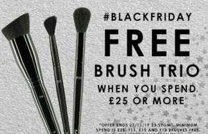 Free Brush Trio on spent of £25@MUA