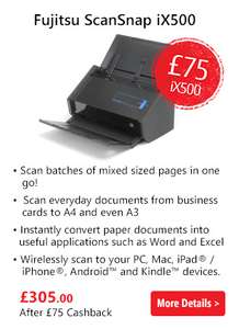Cashback up to £75 on Fujitsu Scanners at box.co.uk