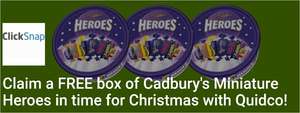 Claim a FREE tub of 660g Cadbury's Miniature Heroes from Tesco, ASDA or Morrisons in time for Christmas If you're brand new to Quidco!
