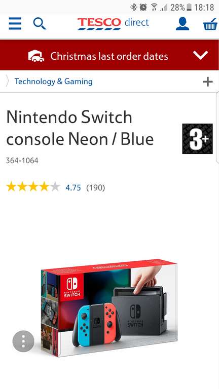 Nintendo switch with Mario Odyssey and Mario + rabbids at Tesco online £319