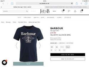 Barbour t-shirts reduced from £29.99 to £17.99 and now £13.50@ JulesB (free C&C)