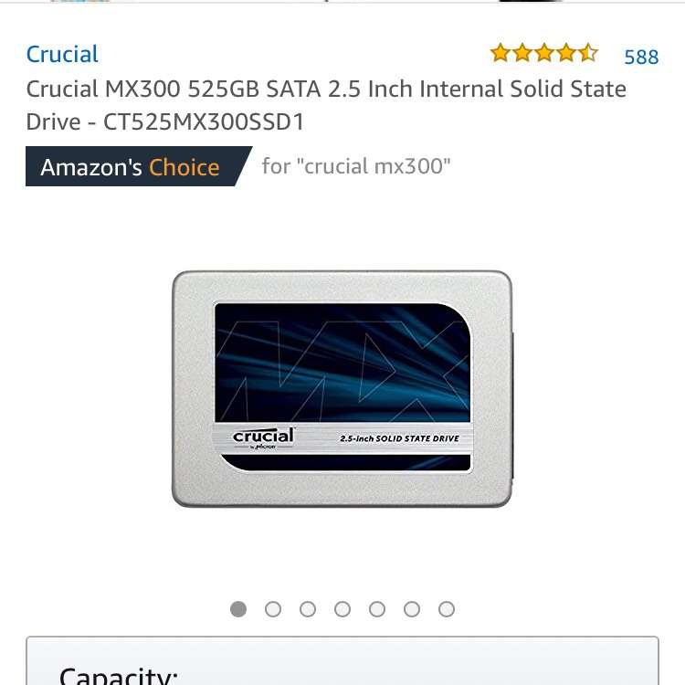 Crucial MX300 525GB SATA 2.5 Inch Internal Solid State Drive - CT525MX300SSD1 at Amazon for £110