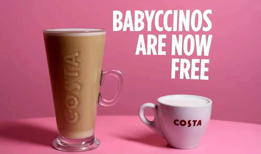 Babyccino drinks are now FREE at Costa Coffee