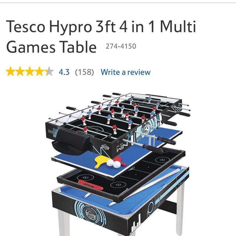 Hydro 3ft 4 in 1 Table Games £30 @ Tesco