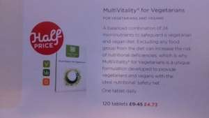 Half price Healthspan vegetarian multivitamins 120 £4.73 @ Healthspan