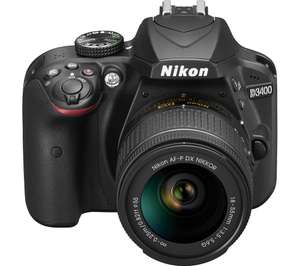 NIKON D3400 DSLR Camera with 18-55 mm f/3.5-5.6 Zoom Lens - Black, witth £100 discount code from PCWORLD, use code NIKD100  on checkout - £354