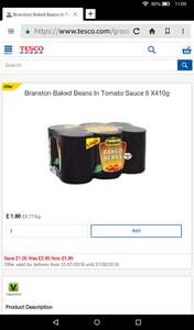 Tesco Online Branston Beans 6 Pack £1.90 (4 Pack £2)