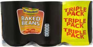 Never pay more. 3x 400g Branston baked beans for £1. Or 6x 410g for £2, a much better deal - @ B&M