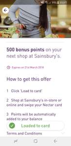 500 Nectar points on next Sainsbury's shop (Account Specific)