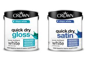 Crown Breatheasy Pure Brilliant White - Quick Drying Gloss Paint / Satin Paint 2.5L for £10 @ Homebase
