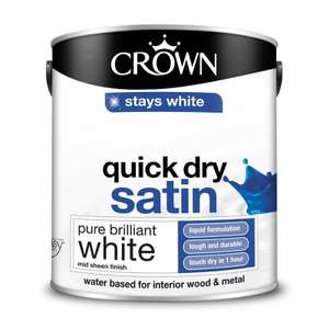 Crown Breatheasy Pure Brilliant White - Quick Drying Satin Paint - 2.5L - £10 @ Homebase (C&C)