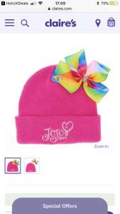 Jojo Siwa bow beenie hat reduced to £5 at Claire’s accessories free click and collect